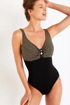 Maillot De Bain 1 Pièce Noir à Rayures FRIDA GOELIA -Tenues pour les femmes Boutique 21e frida goelia jna01 dev2