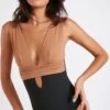 Maillot De Bain Une Pièce Noir Et Camel CAROLINA DUYA -Tenues pour les femmes Boutique 22e carolina duya 41e01 dev