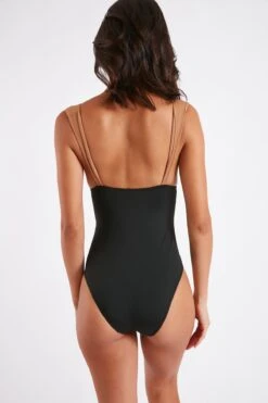Maillot De Bain Une Pièce Noir Et Camel CAROLINA DUYA -Tenues pour les femmes Boutique 22e carolina duya 41e01 dos