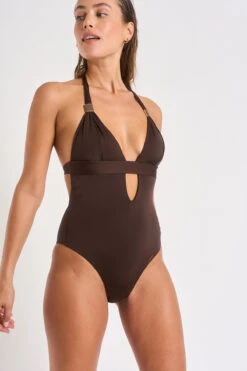 Tenues pour les femmes Boutique 47 Maillot De Bain 1 Pièce Marron ELISE ALAMOR