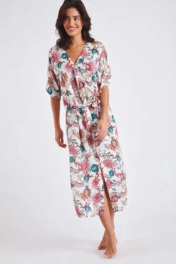 Robe De Plage écrue Imprimé Floral LISLORA VOILERLEA