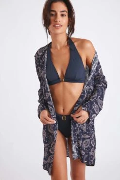 Chemise De Plage Bleu Marine Imprimé Cachemire NOLIE VOILJAYERA -Tenues pour les femmes Boutique 22e nolie voiljayer zhi06 dev1