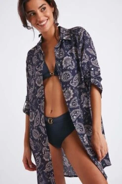 Chemise De Plage Bleu Marine Imprimé Cachemire NOLIE VOILJAYERA -Tenues pour les femmes Boutique 22e nolie voiljayer zhi06 dev4