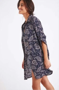 Chemise De Plage Bleu Marine Imprimé Cachemire NOLIE VOILJAYERA -Tenues pour les femmes Boutique 22e nolie voiljayer zhi06 dev7