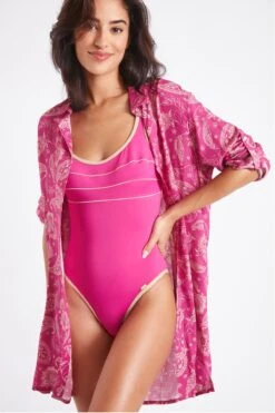 Chemise De Plage Fuchsia Imprimé Indien NOLIE VOILJAYERA -Tenues pour les femmes Boutique 22e nolie voiljayer zhi53 dev
