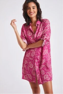 Chemise De Plage Fuchsia Imprimé Indien NOLIE VOILJAYERA