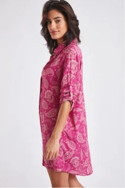 Chemise De Plage Fuchsia Imprimé Indien NOLIE VOILJAYERA -Tenues pour les femmes Boutique 22e nolie voiljayer zhi53 dev5