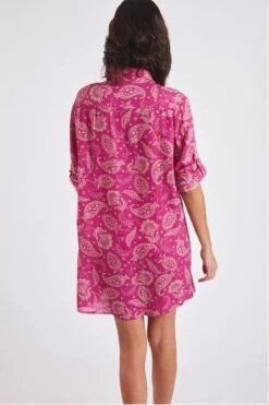 Chemise De Plage Fuchsia Imprimé Indien NOLIE VOILJAYERA -Tenues pour les femmes Boutique 22e nolie voiljayer zhi53 dos