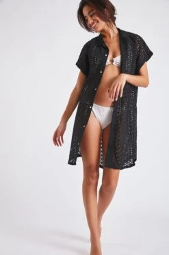 Chemise De Plage Noire Broderie Anglaise PAQUEA PALACA -Tenues pour les femmes Boutique 22e palaca paquea zhe01 dev3