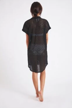 Chemise De Plage Noire Broderie Anglaise PAQUEA PALACA -Tenues pour les femmes Boutique 22e palaca paquea zhe01 dos