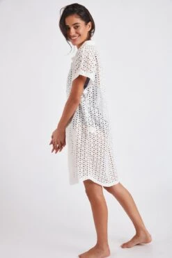 Chemise De Plage Blanche Broderie Anglaise PAQUEA PALACA -Tenues pour les femmes Boutique 22e palaca paquea zhe10 dev3