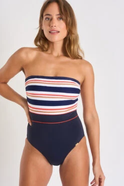 Maillot De Bain 1 Pièce Bustier Marine à Rayures ISABEL BERKANE