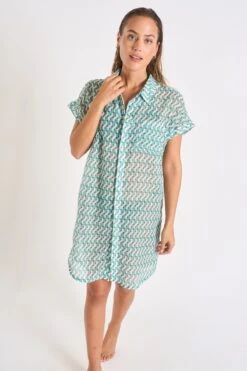 Chemise Verte Jade à Motifs PALACA CAMBURIVOIL -Tenues pour les femmes Boutique 23e palaca camburiv liw34 dev3