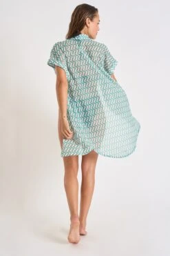 Chemise Verte Jade à Motifs PALACA CAMBURIVOIL -Tenues pour les femmes Boutique 23e palaca camburiv liw34 dos